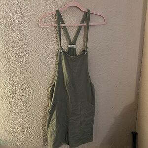 Shoulder Tie-Knot Maternity Overalls Stretchy Romper Shorts Jumpsuit Size Medium